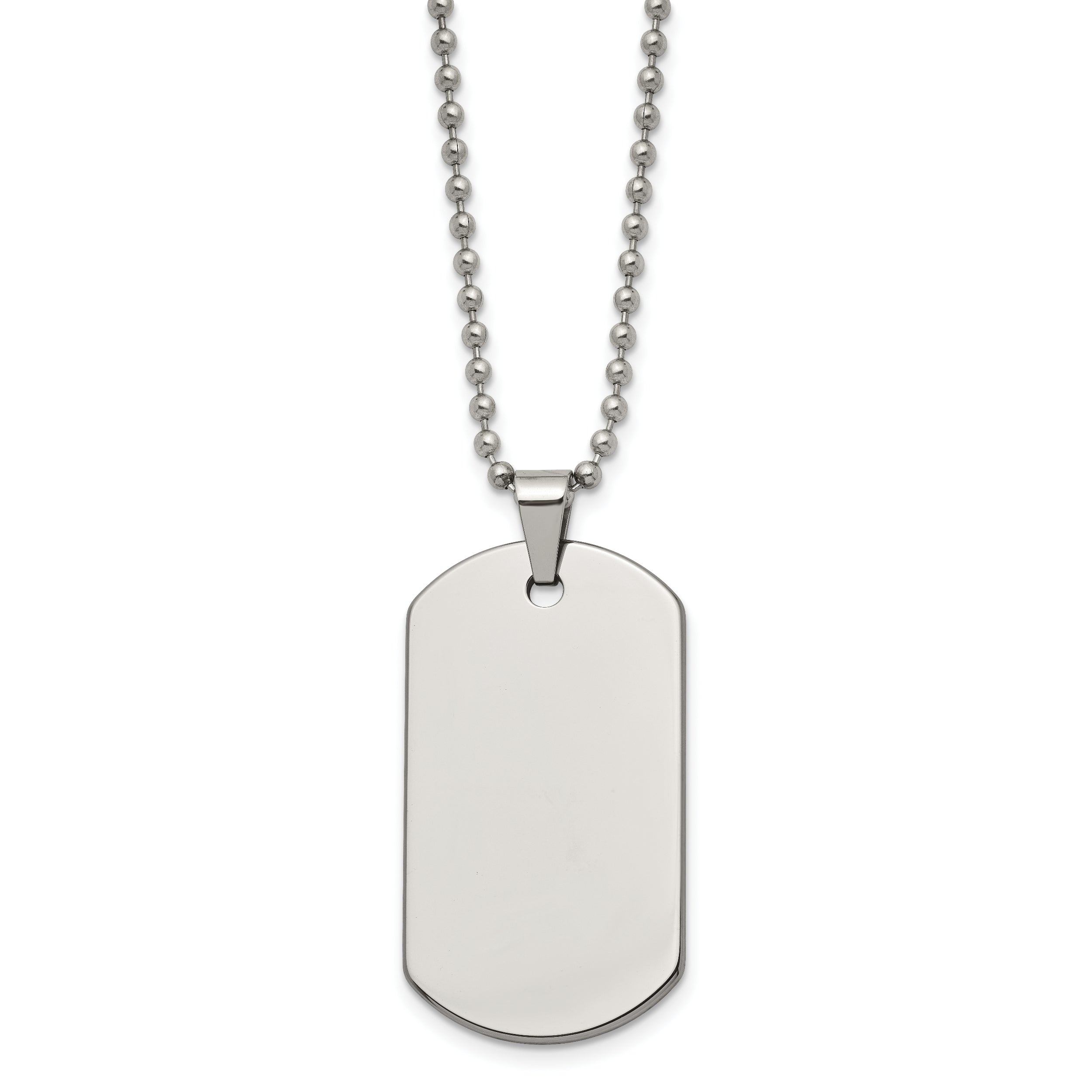 Tungsten Chisel Polished Dog Tag 22 Inch Necklace