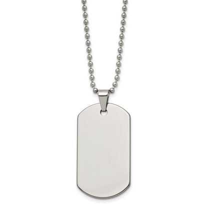 Tungsten Chisel Polished Dog Tag 22 Inch Necklace