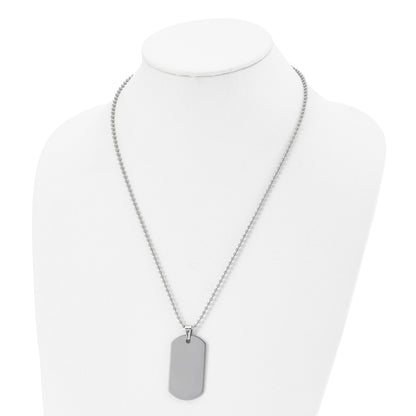 Tungsten Chisel Polished Dog Tag 22 Inch Necklace