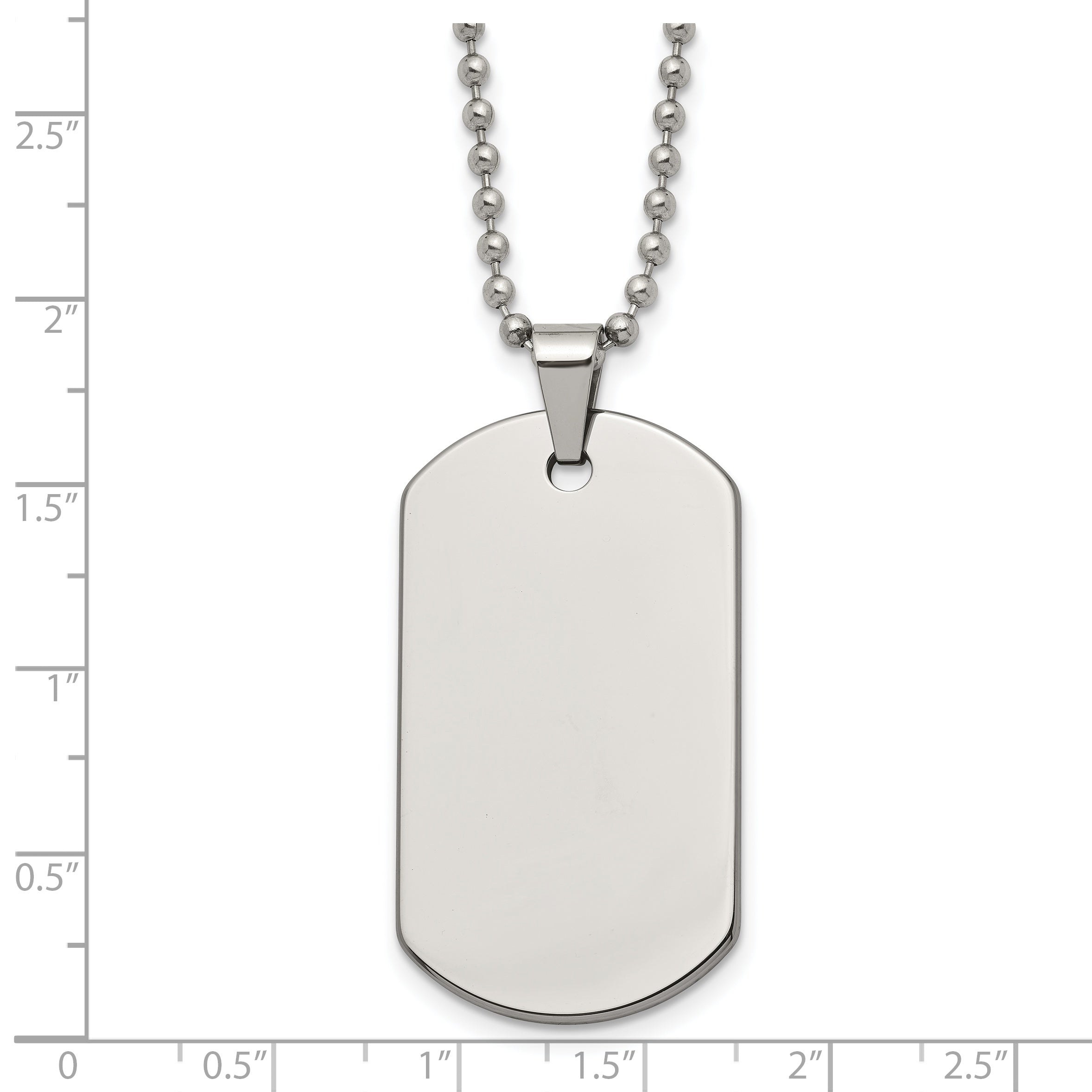 Tungsten Chisel Polished Dog Tag 22 Inch Necklace
