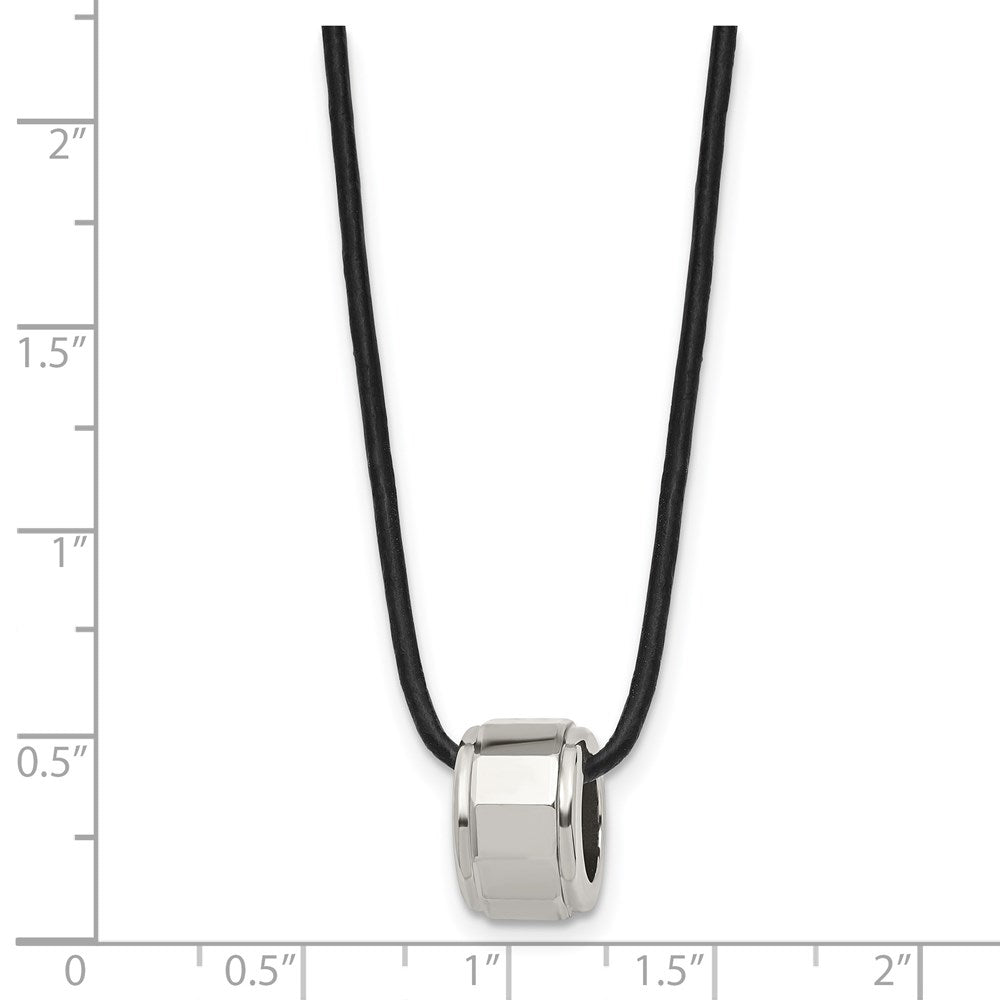 Tungsten Chisel Polished Leather Cord 18 Inch Necklace