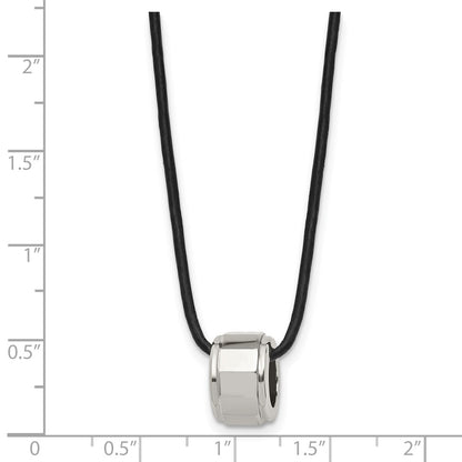 Tungsten Chisel Polished Leather Cord 18 Inch Necklace