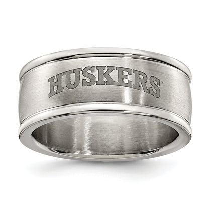 Stainless Steel Univ Of Nebraska Logo Band Ring Size 7 (Size 7 Only)