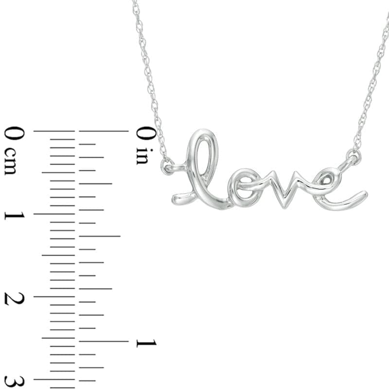 "LOVE" Script Necklace in 10K White Gold