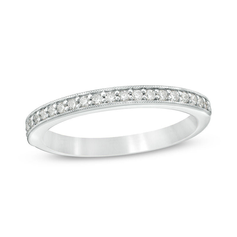 0.2 CT. TW Diamond Vintage-Style Wedding Band in 10K White Gold