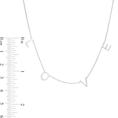 "LOVE" Station Necklace in 14K White Gold