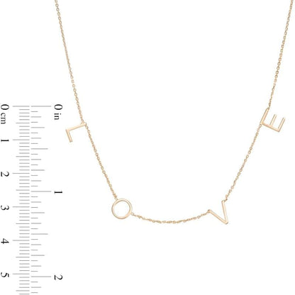 "LOVE" Station Necklace in 14K Rose Gold