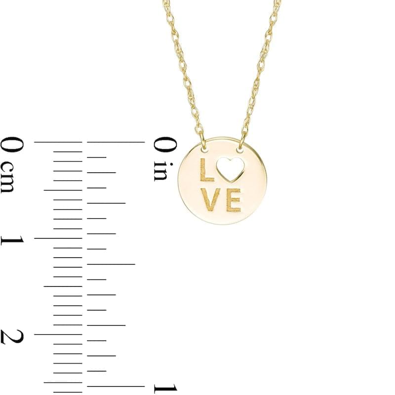 "LOVE" Heart Cutout Disc Necklace in 14K Gold