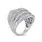 3 CT. T.W. Baguette and Round Diamond Multi-Row Ring in 10K White Gold