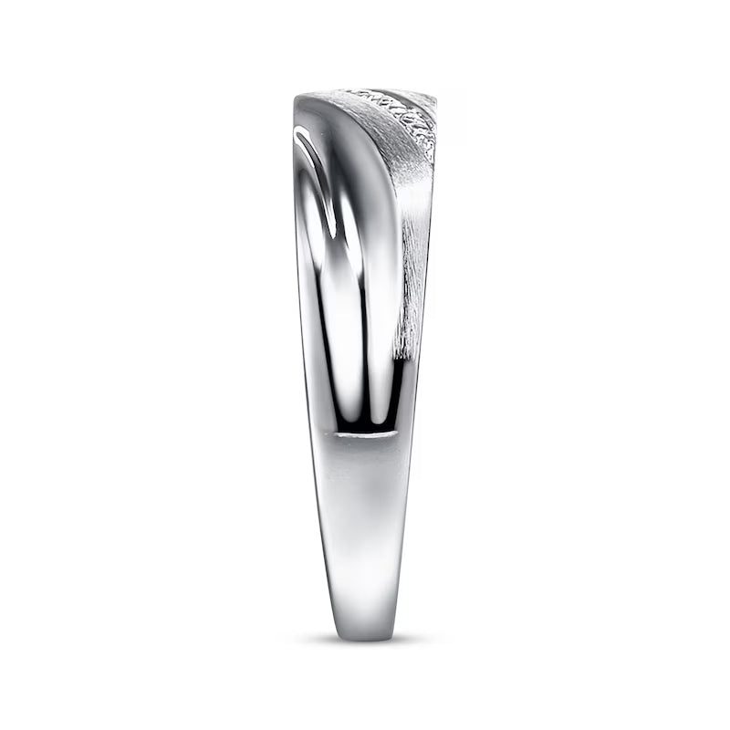 CUSTOM ORDER 6mm - Men's Wedding Ring Diamond Accents 10K White Gold