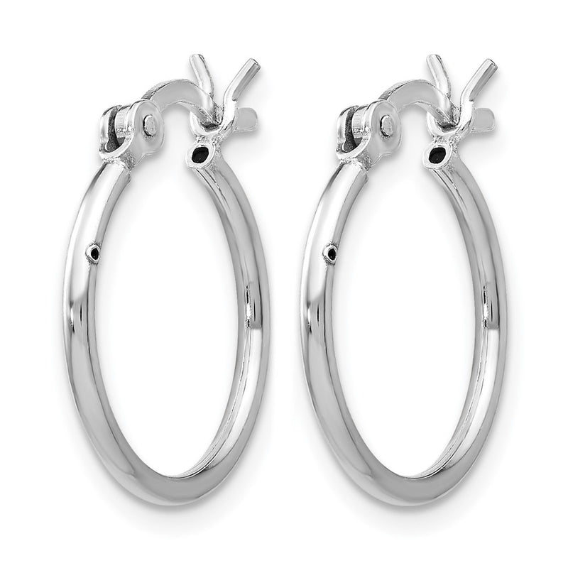 Sterling Silver Rhodium Plated Polished Hinged Hoop Earrings