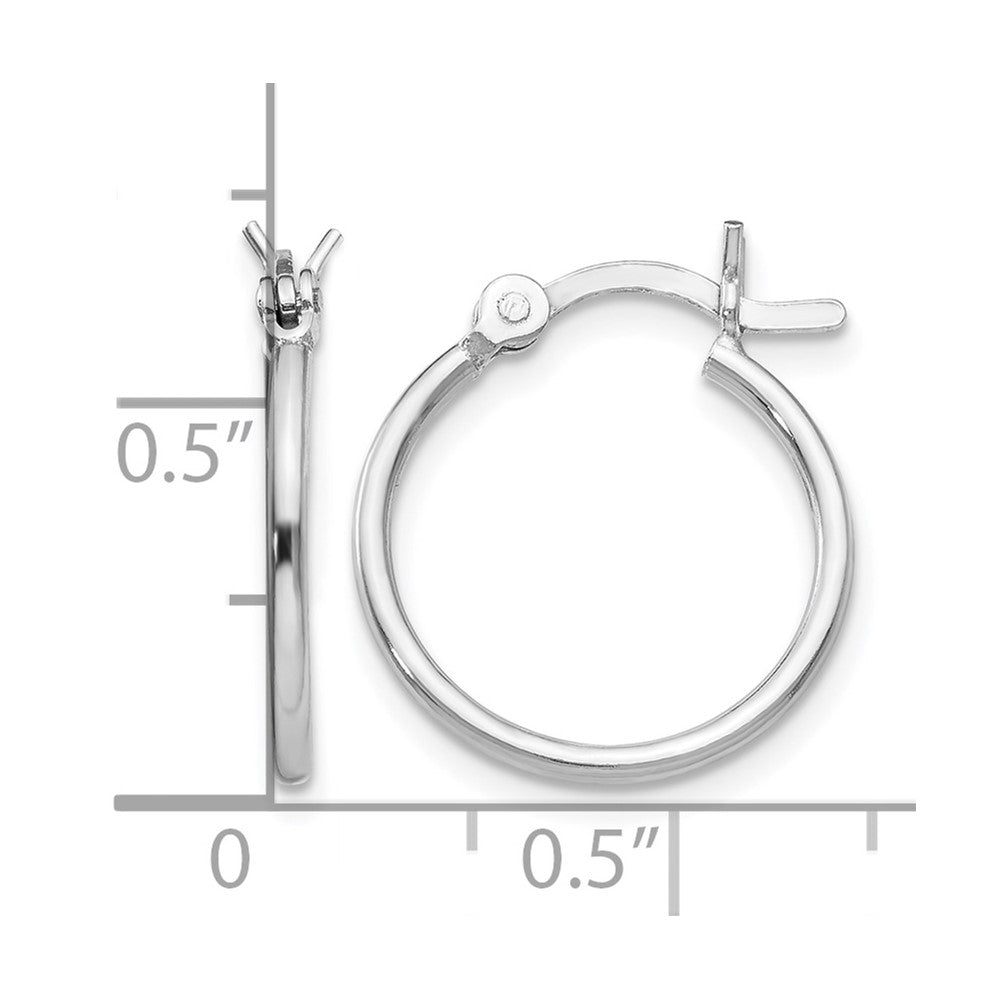 Sterling Silver Rhodium Plated Polished Hinged Hoop Earrings
