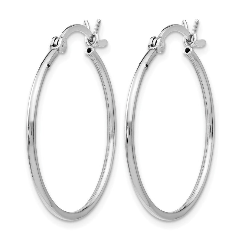 Sterling Silver Rhodium Plated Polished Hinged Hoop Earrings