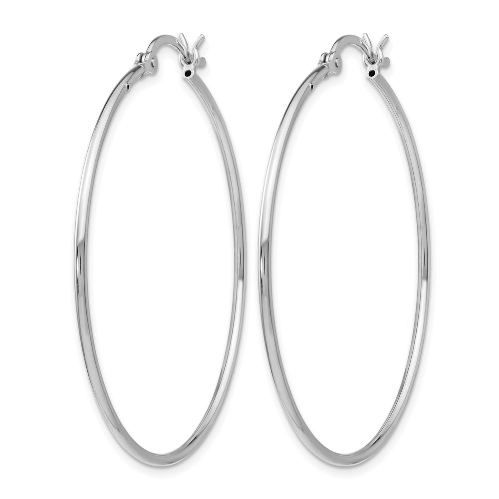 Sterling Silver Rhodium Plated Polished Hinged Hoop Earrings