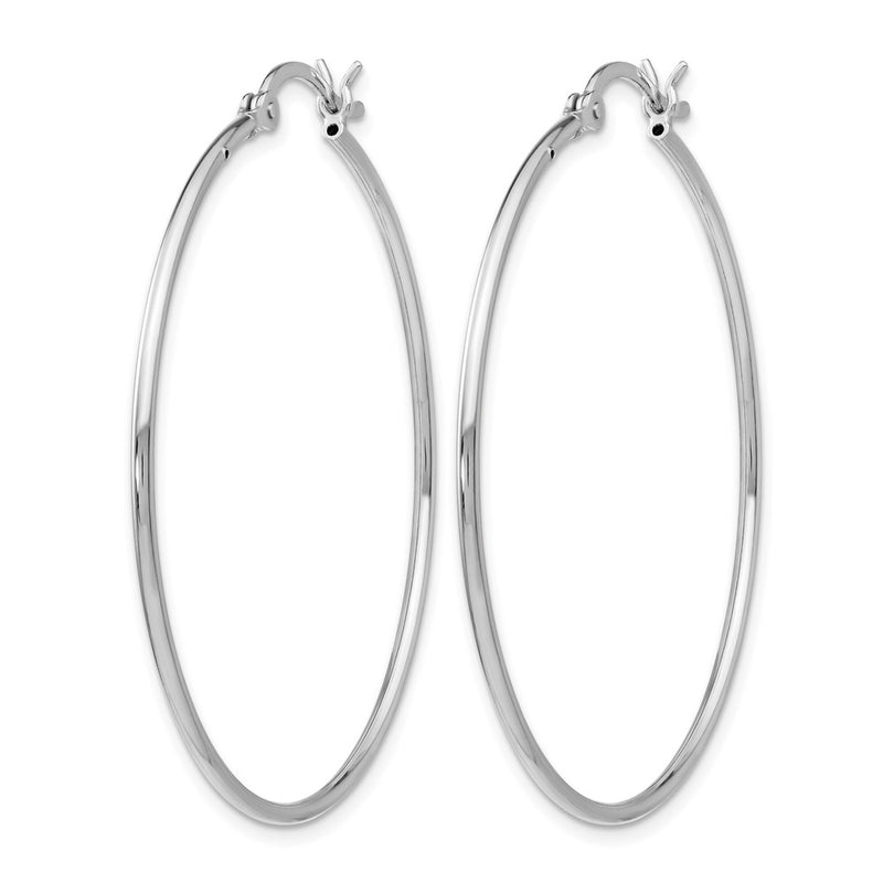 Sterling Silver Rhodium Plated Polished Hinged Hoop Earrings