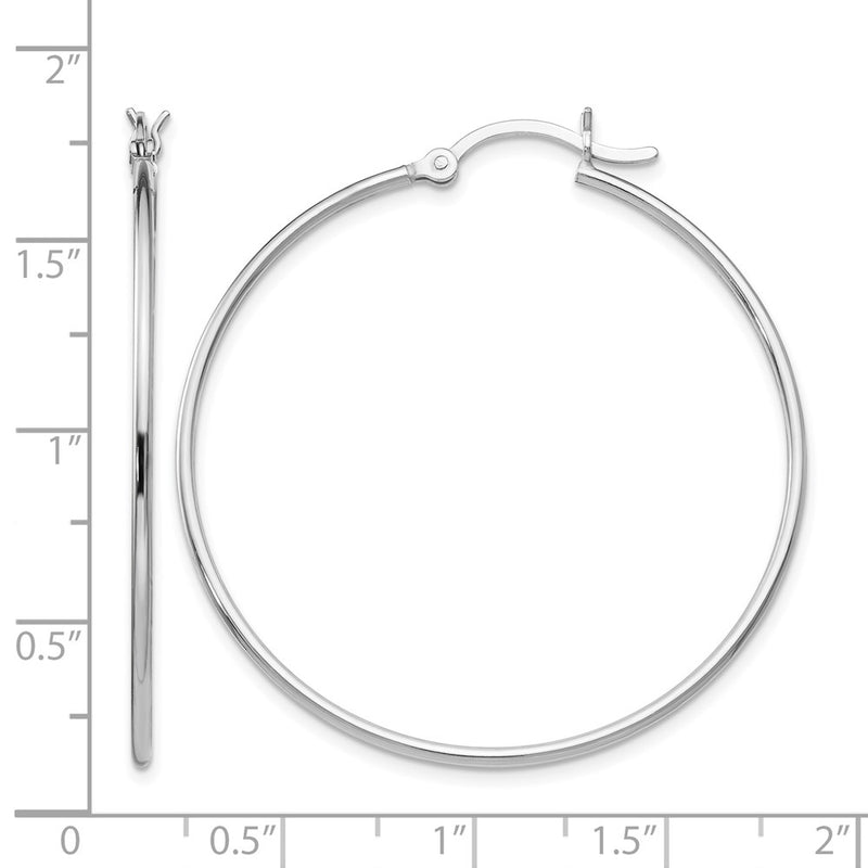 Sterling Silver Rhodium Plated Polished Hinged Hoop Earrings