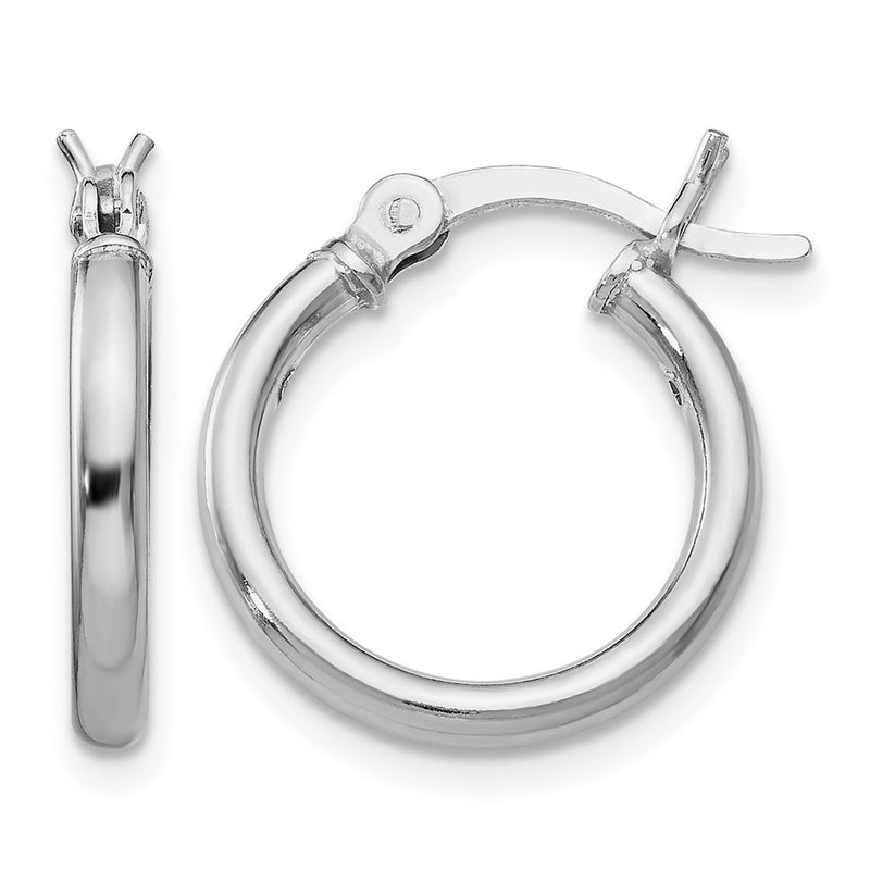 Sterling Silver Rhodium Plated Polished Hinged Hoop Earrings