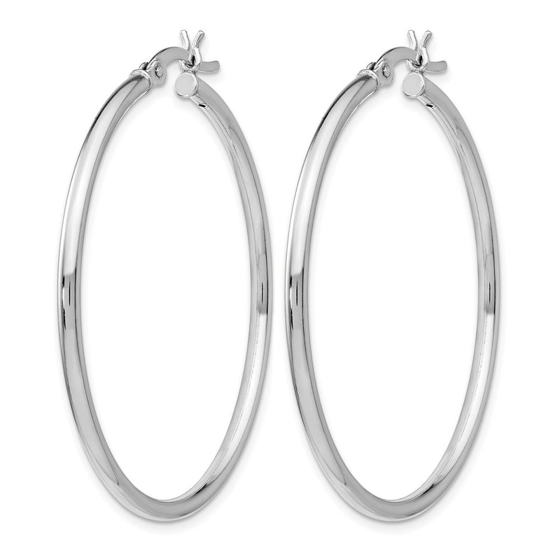 Sterling Silver Rhodium Plated Polished Hinged Hoop Earrings