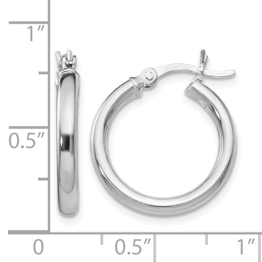 Sterling Silver Rhodium Plated Polished Hinged Hoop Earrings
