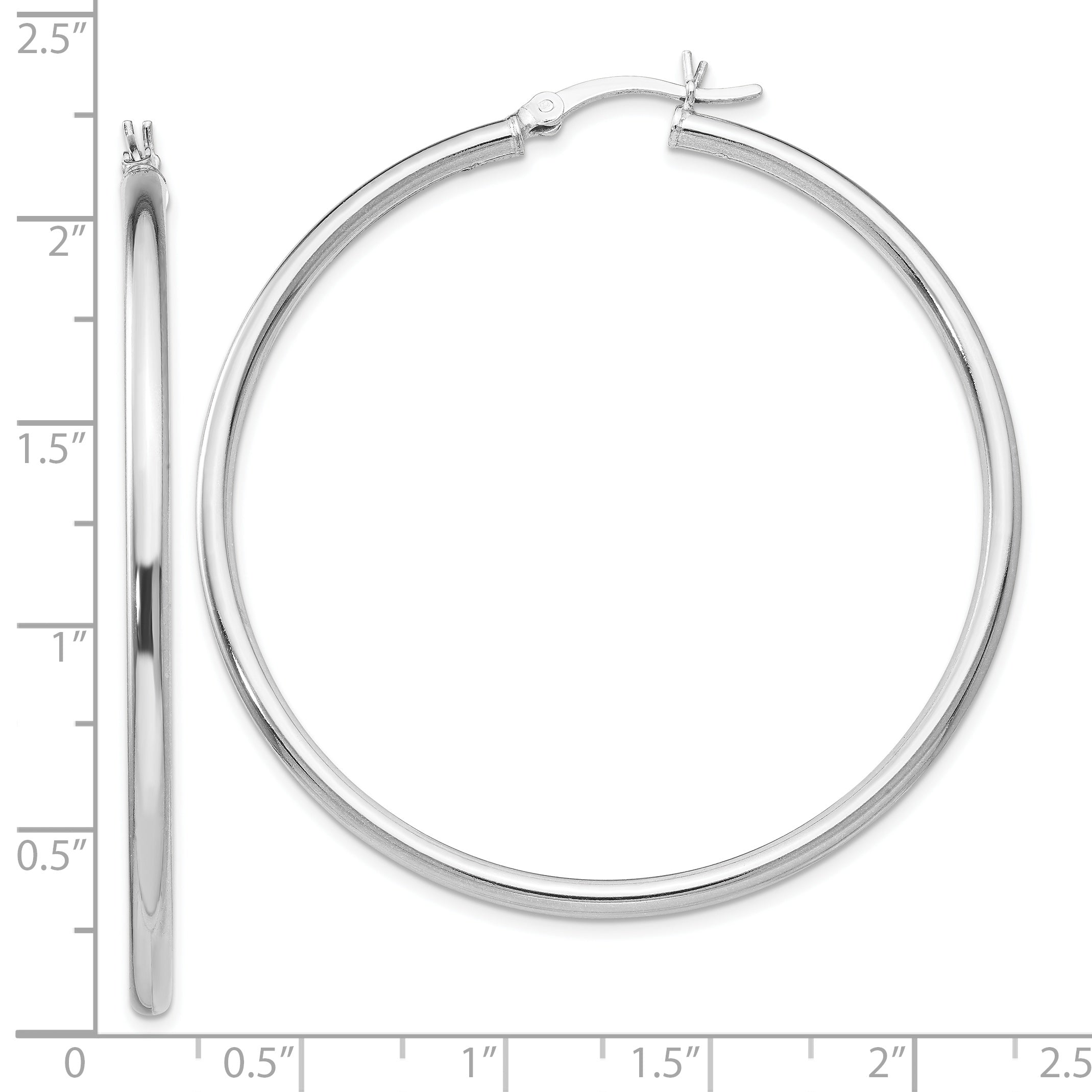 Sterling Silver Rhodium Plated Polished Hinged Hoop Earrings