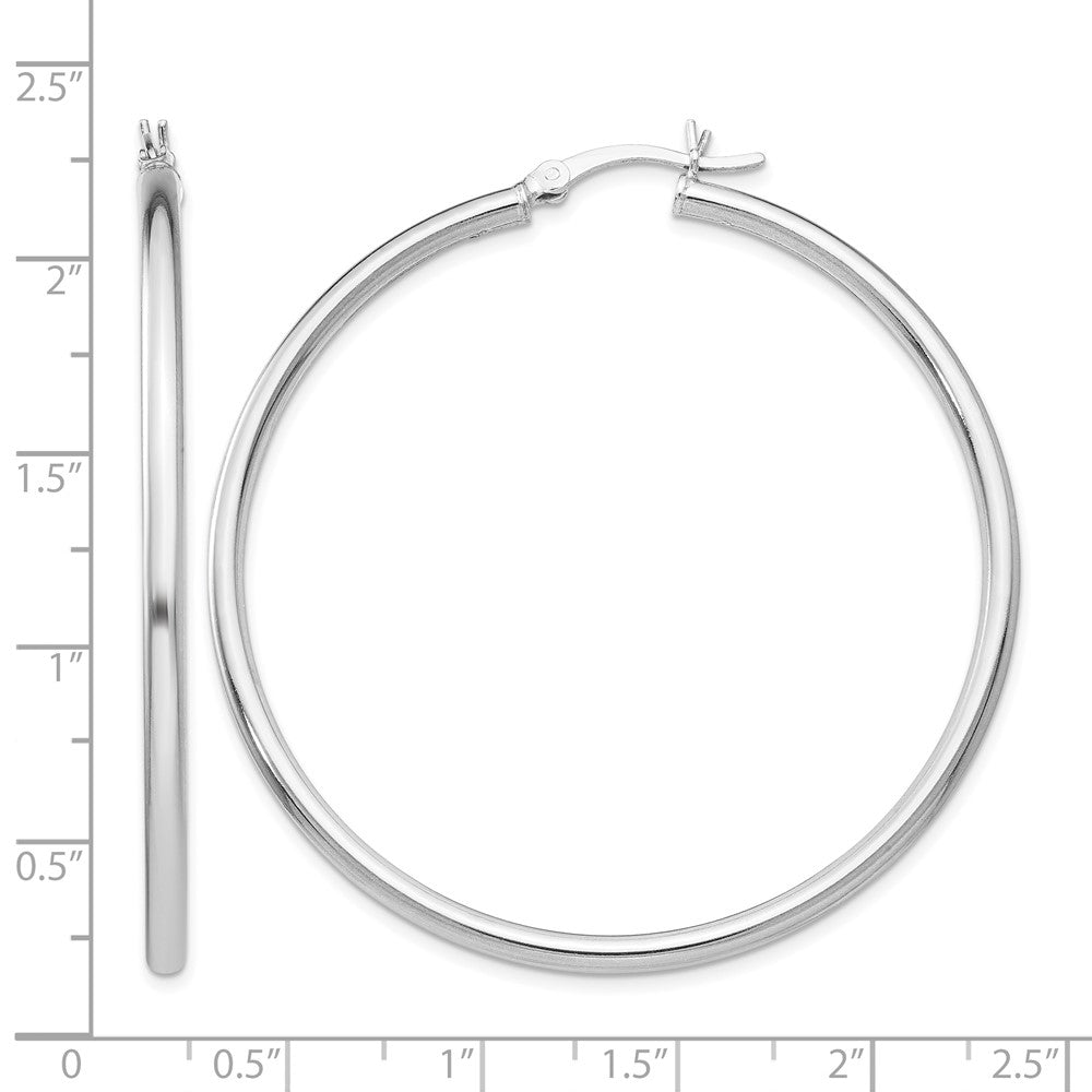 Sterling Silver Rhodium Plated Polished Hinged Hoop Earrings
