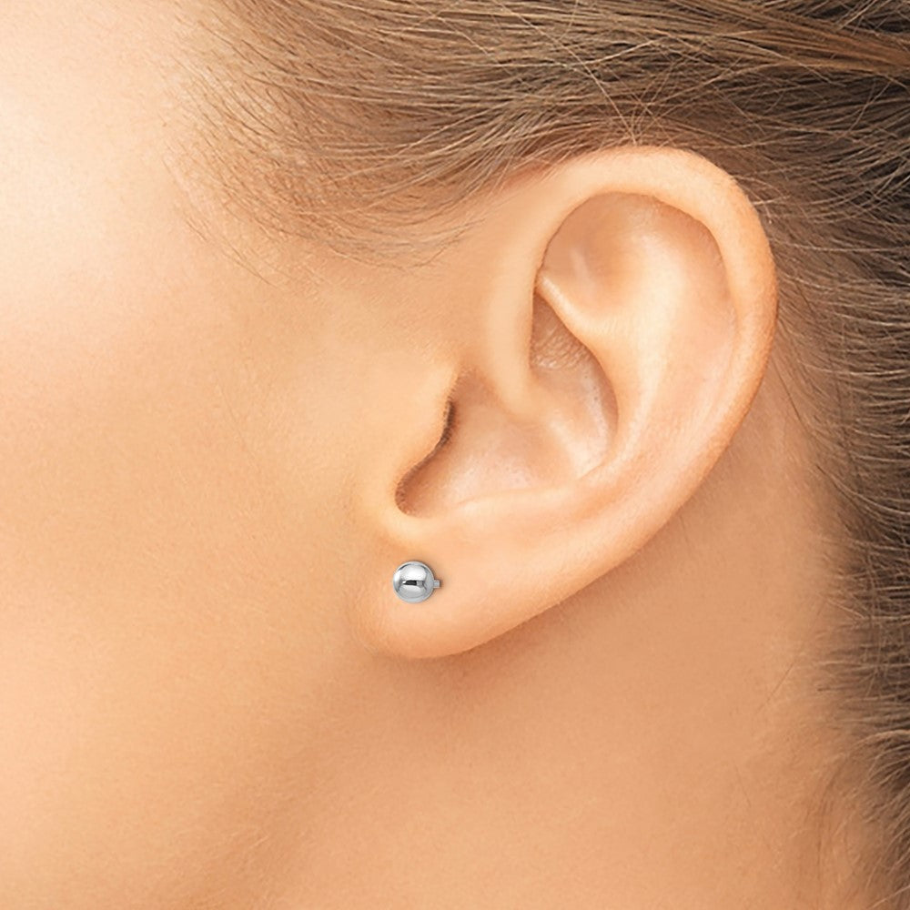 Sterling Silver Rhodium Plated 4mm Polished Ball Post Earrings
