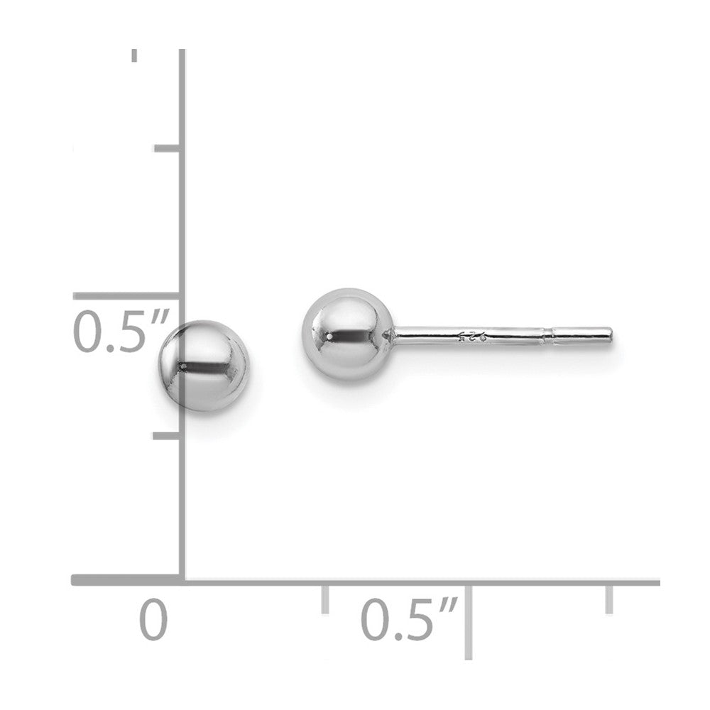 Sterling Silver Rhodium Plated 4mm Polished Ball Post Earrings