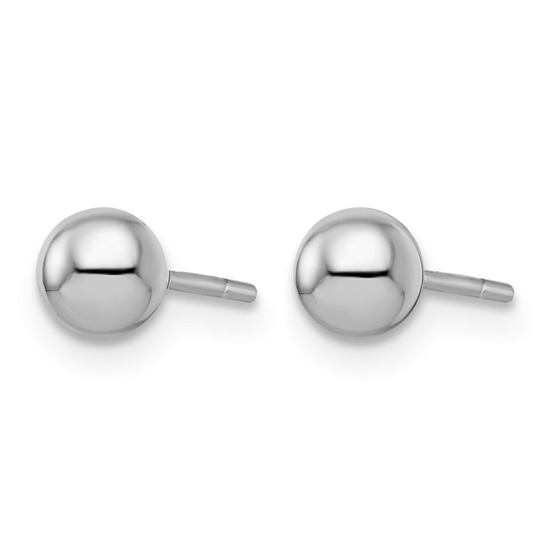 Sterling Silver Rhodium Plated 5mm Polished Ball Post Earrings