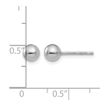 Sterling Silver Rhodium Plated 5mm Polished Ball Post Earrings