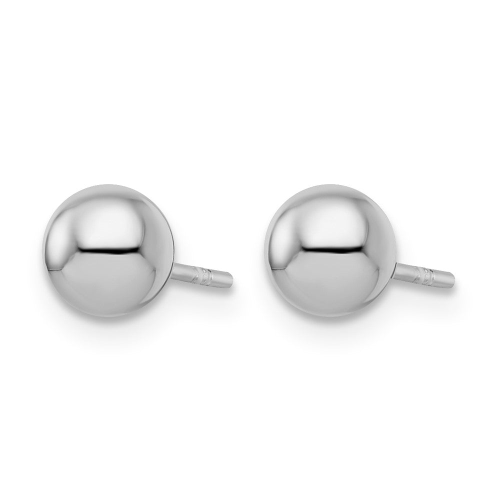 Sterling Silver Rh Plated 6mm Polished Ball Post Earrings