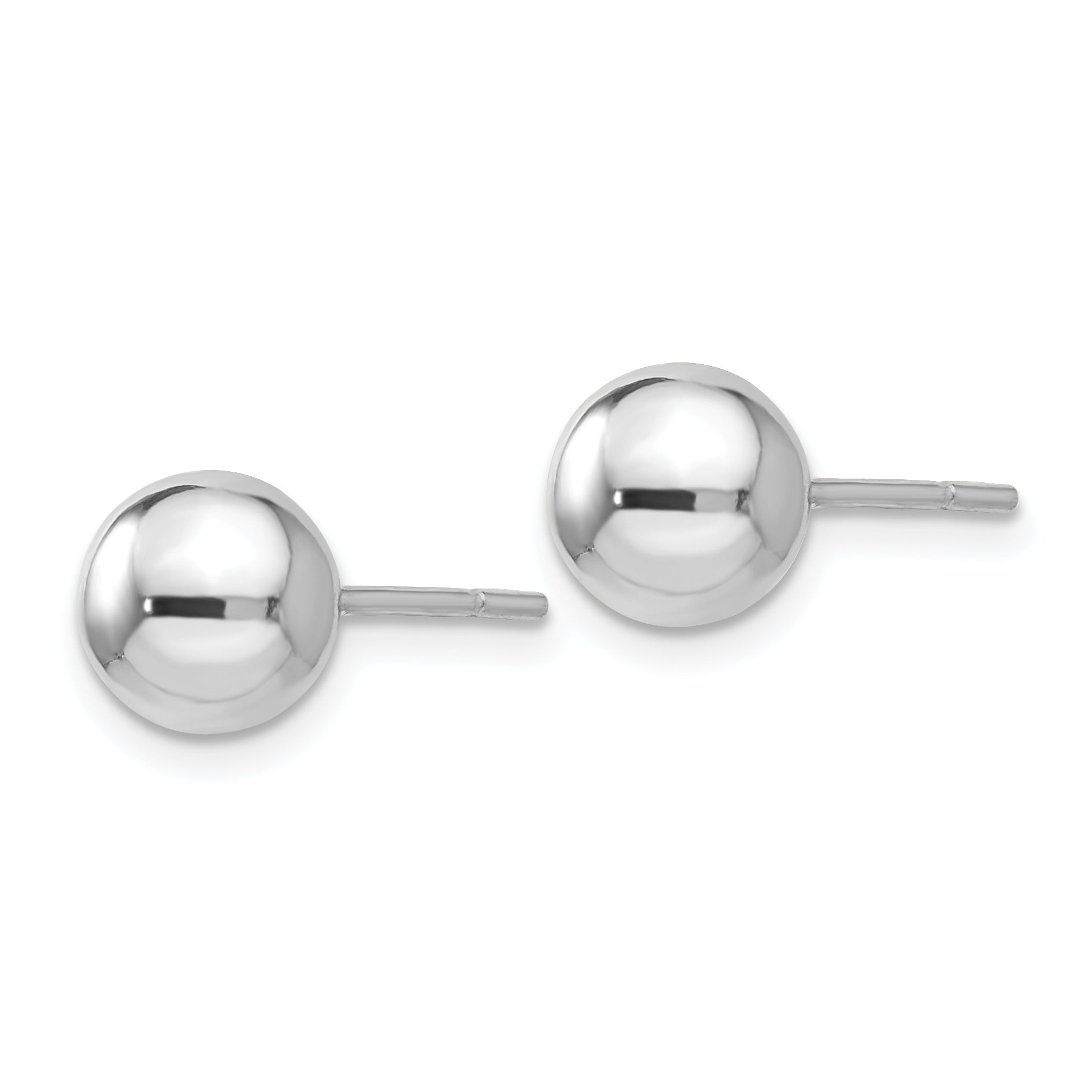 Sterling Silver Rh Plated 7mm Polished Ball Post Earrings