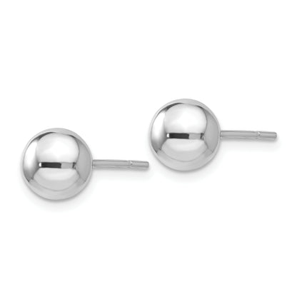 Sterling Silver Rh Plated 7mm Polished Ball Post Earrings