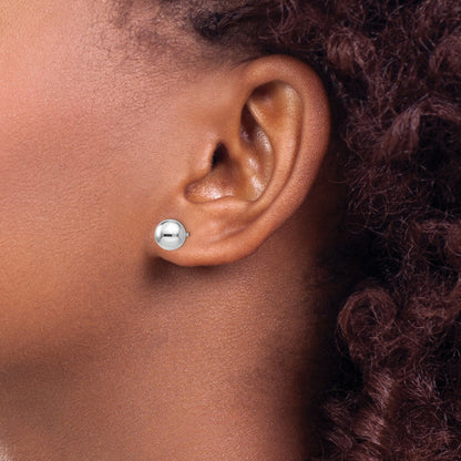 Sterling Silver Rh Plated 7mm Polished Ball Post Earrings