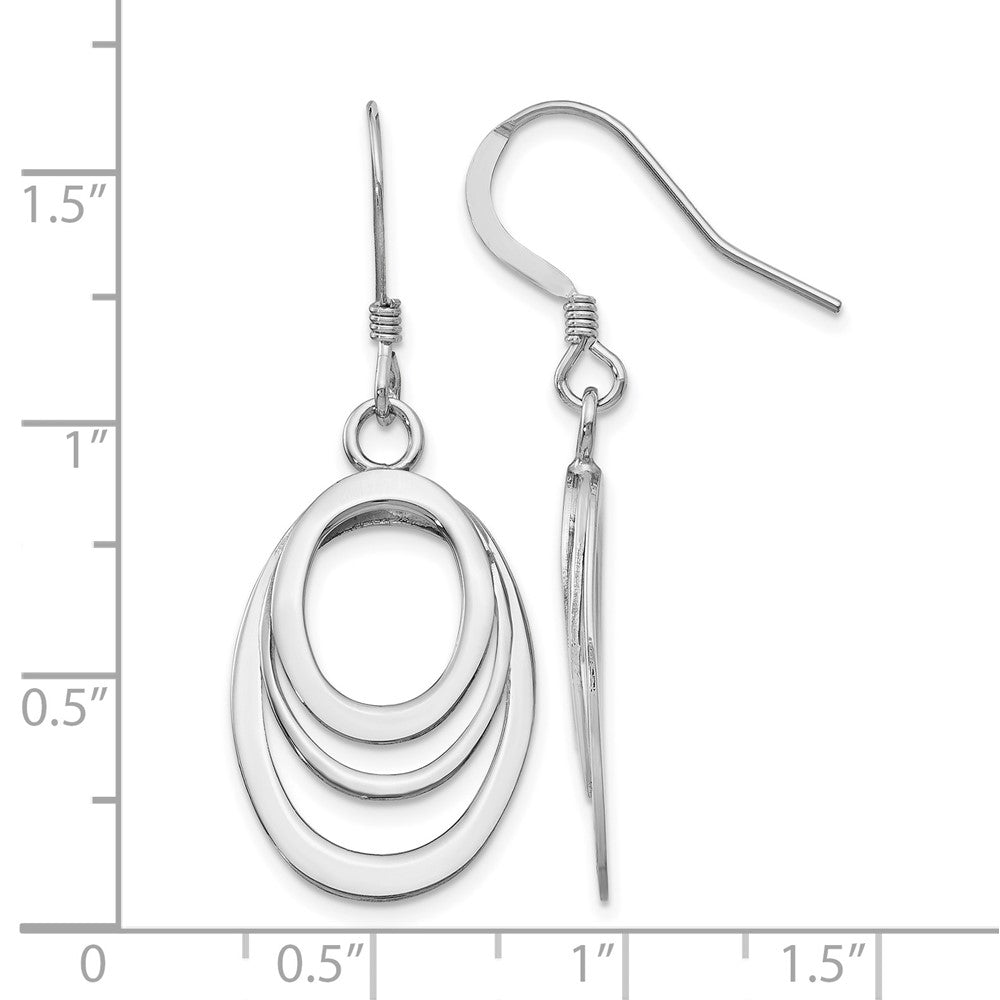 Sterling Silver Rhod Pltd Polished Shepherd Hook Dangle Earrings