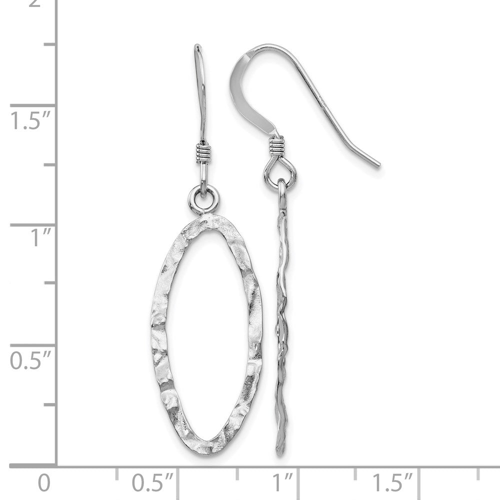 Sterling Silver Rhodium Plated D/C Shepherd Hook Dangle Earrings