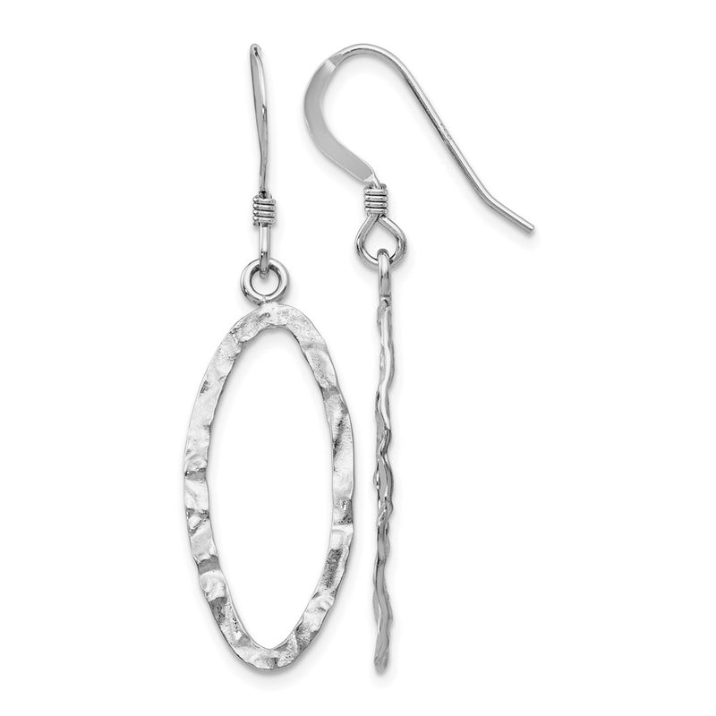 Sterling Silver Rhodium Plated D/C Shepherd Hook Dangle Earrings