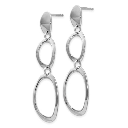 Sterling Silver Rhodium Plated Polished Post Dangle Earrings