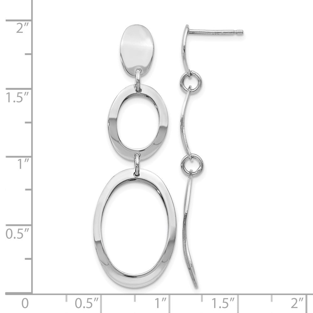 Sterling Silver Rhodium Plated Polished Post Dangle Earrings