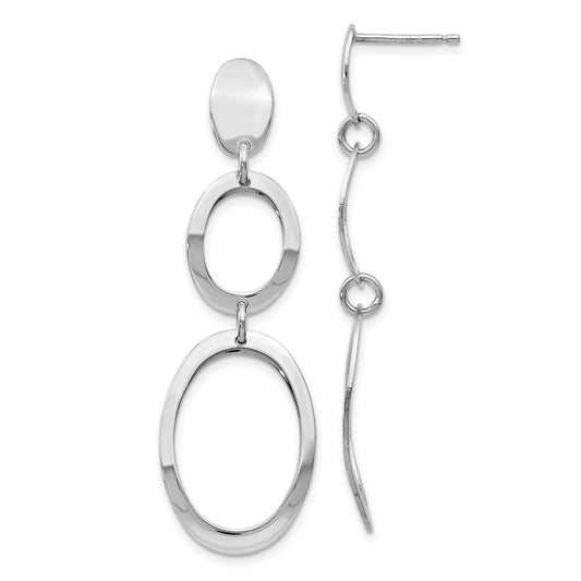 Sterling Silver Rhodium Plated Polished Post Dangle Earrings
