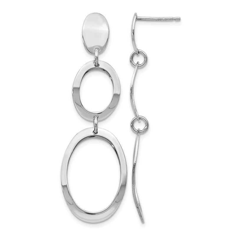 Sterling Silver Rhodium Plated Polished Post Dangle Earrings