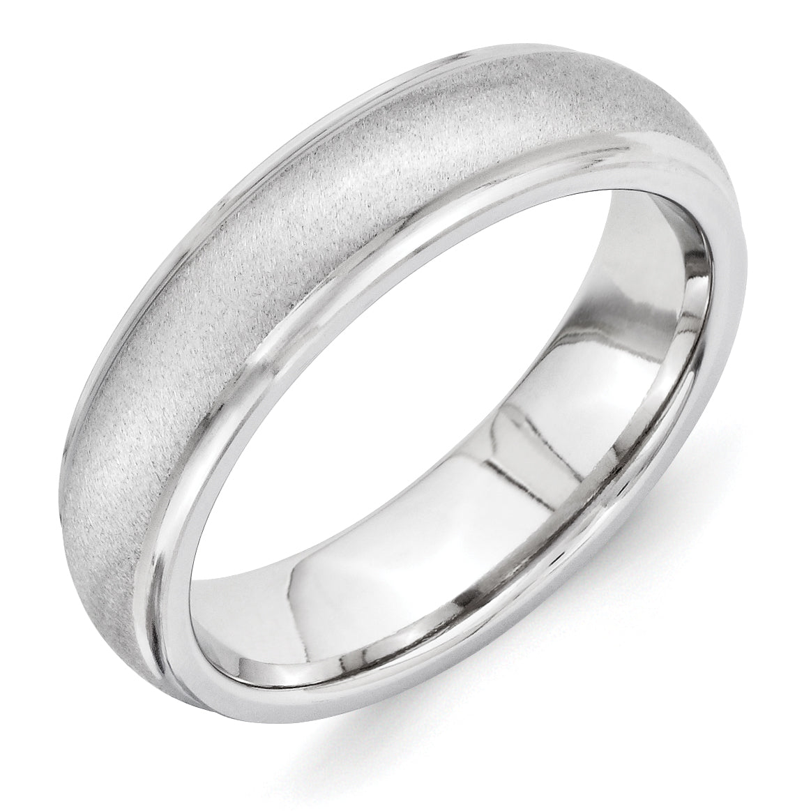 Vitalium Stone Finish Center Grooved Polished Edge 6mm Band (Size 10 Only)