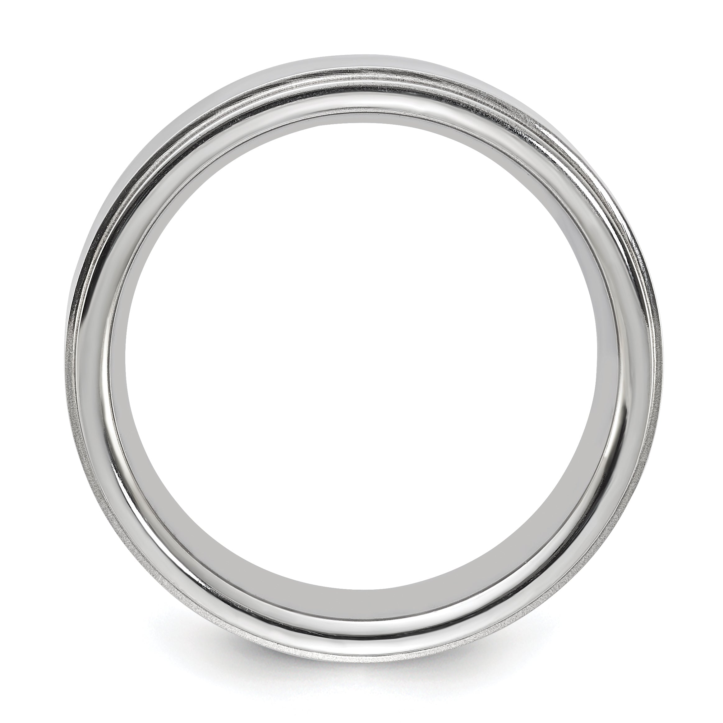 Vitalium Polished Ridged Edge Flat 8mm Band (Size 10 Only)