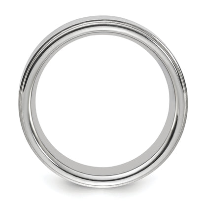 Vitalium Polished Ridged Edge Flat 8mm Band (Size 10 Only)
