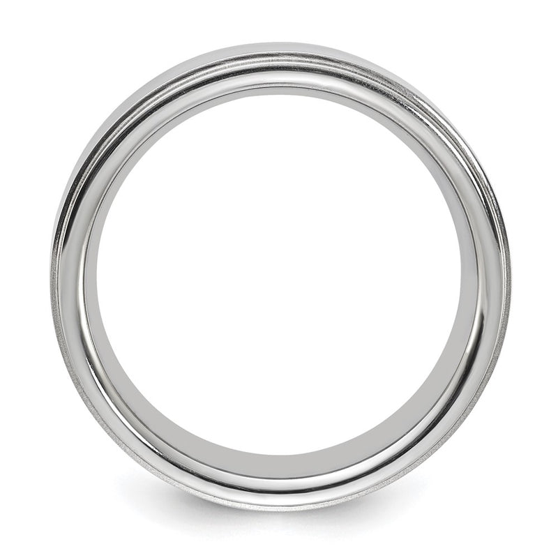 Vitalium Polished Ridged Edge Flat 8mm Band (Size 10 Only)