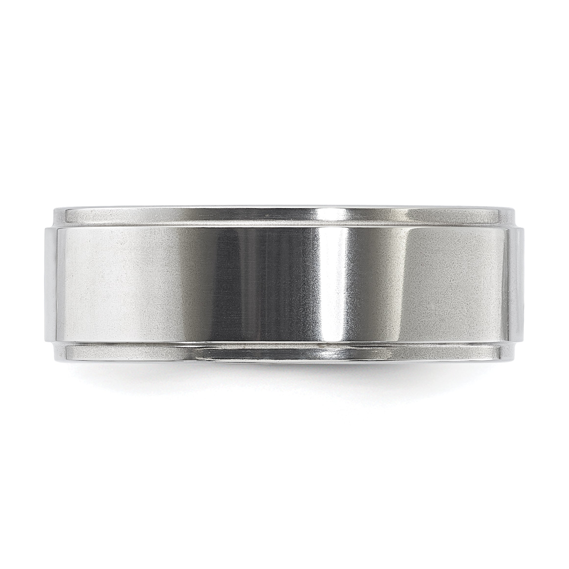 Vitalium Polished Ridged Edge Flat 8mm Band (Size 10 Only)