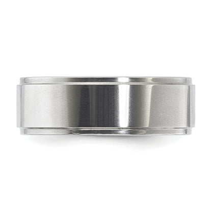 Vitalium Polished Ridged Edge Flat 8mm Band (Size 10 Only)