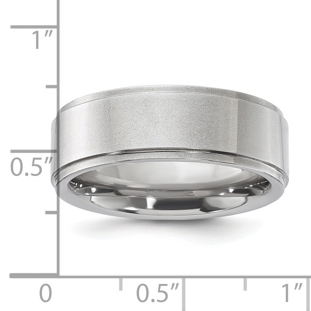 Vitalium Polished Ridged Edge Flat 8mm Band (Size 10 Only)