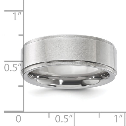 Vitalium Polished Ridged Edge Flat 8mm Band (Size 10 Only)