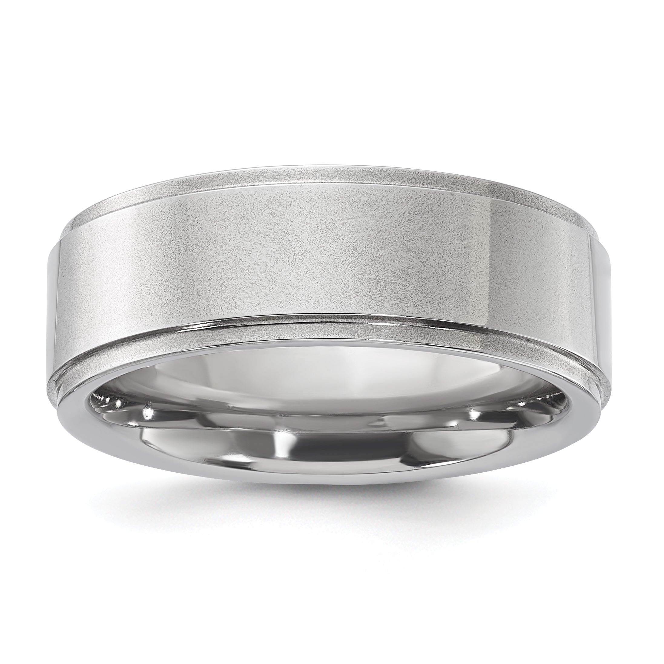 Vitalium Polished Ridged Edge Flat 8mm Band (Size 10 Only)