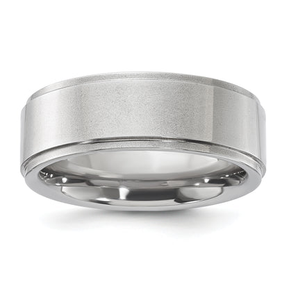 Vitalium Polished Ridged Edge Flat 8mm Band (Size 10 Only)